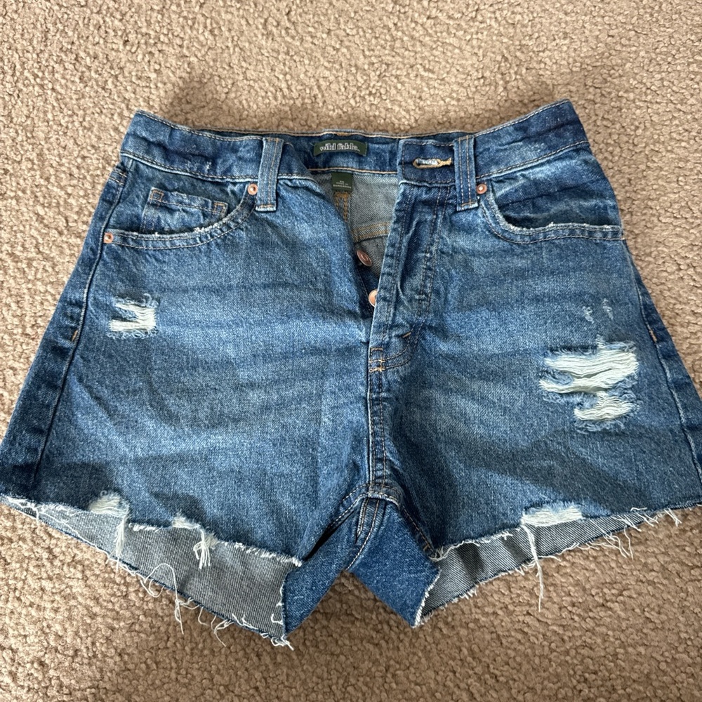 Wild Fable Blue Jean Shorts High-Waisted Distressed